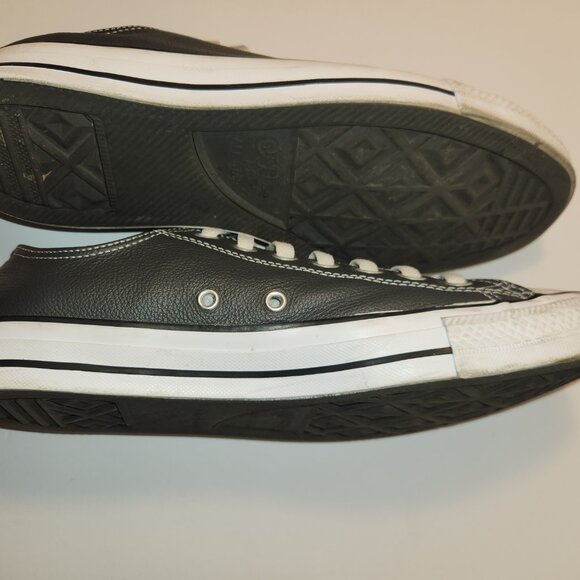 Grey Leather Converse All Stars Low Top Sneakers Men's Size 9 Women's Size 11 - Picture 4 of 12